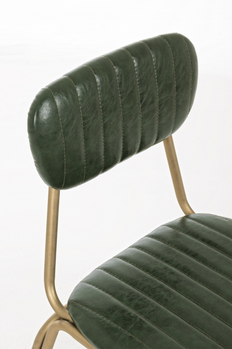 Scaun Addy, Otel/Piele sintetica, Auriu/Verde, 44x55x75 cm [4]