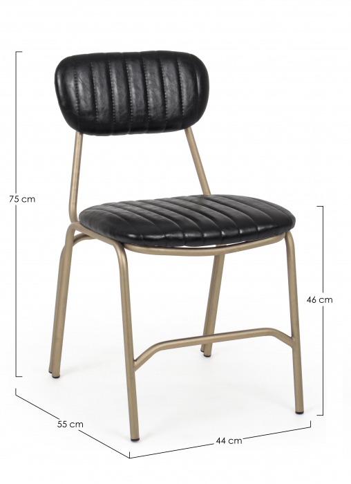 Scaun Addy, Otel/Piele sintetica/Spuma, Negru/Auriu, 44x55x75 cm [7]
