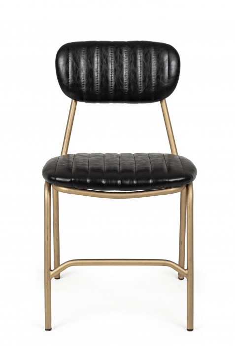 Scaun Addy, Otel/Piele sintetica/Spuma, Negru/Auriu, 44x55x75 cm [2]