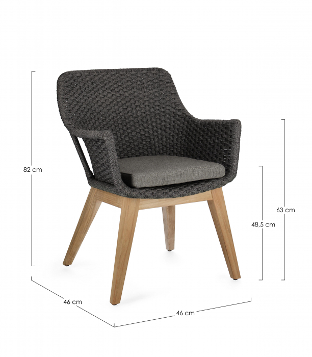 Scaun Allison, Aluminiu/Poliester, Negru/Maro, 46x46x82cm [4]