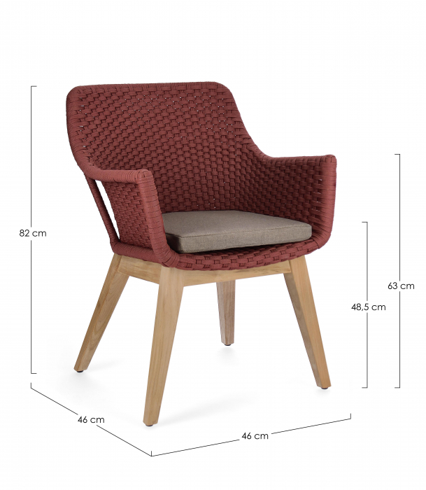 Scaun Allison, Aluminiu/Poliester, Rosu/Maro, 46x46x82cm [2]
