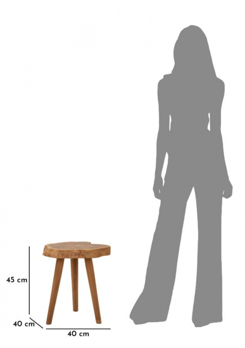 Scaun, BINGTANG din teak reciclat ø 38x45 cm (piesa unica) [11]