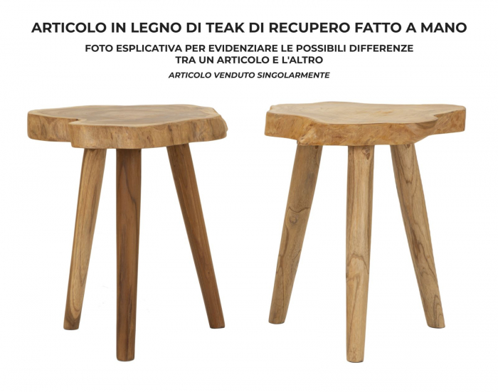 Scaun, BINGTANG din teak reciclat ø 38x45 cm (piesa unica) [8]
