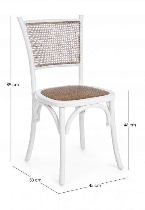 Scaun Carrel, Lemn/Ratan, Alb/Maro, 45x53x89 cm [6]