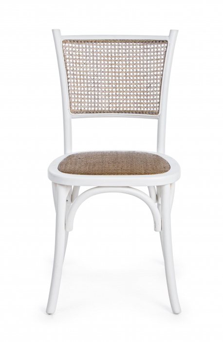 Scaun Carrel, Lemn/Ratan, Alb/Maro, 45x53x89 cm [2]