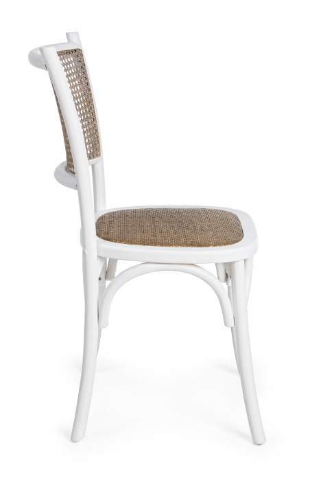 Scaun Carrel, Lemn/Ratan, Alb/Maro, 45x53x89 cm [3]
