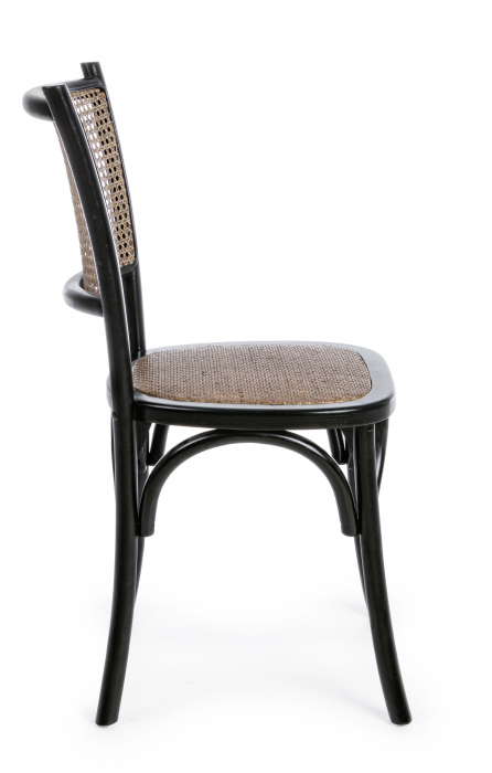 Scaun Carrel, Lemn/Ratan, Negru/Maro, 45x53x89 cm [3]