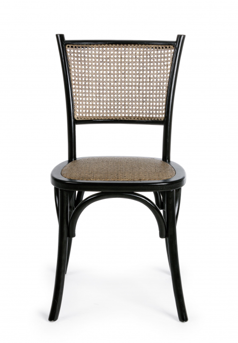 Scaun Carrel, Lemn/Ratan, Negru/Maro, 45x53x89 cm [2]