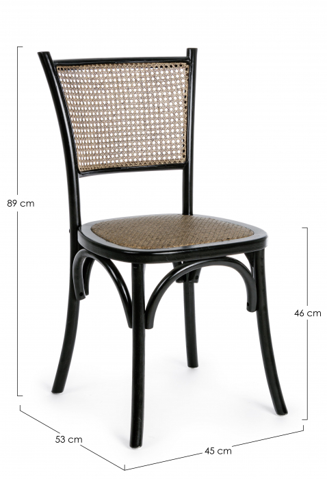 Scaun Carrel, Lemn/Ratan, Negru/Maro, 45x53x89 cm [6]