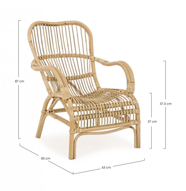 Scaun CLARITA, fibre naturale, maro, 63x83x87cm [2]