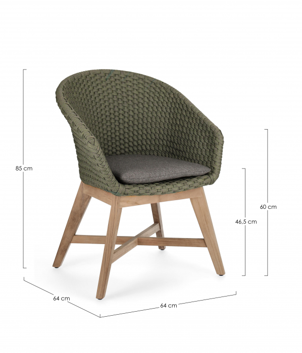 Scaun Coachella, Aluminiu/Poliester, Verde/Maro, 64x64x85cm [3]