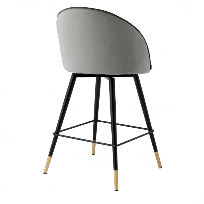 Scaun counter, Cooper roche set de 2 din catifea gri deschis, Dims: L. 50 | W. 50 | H. 93 | SD. 44 | SH. 67  (CM) [4]