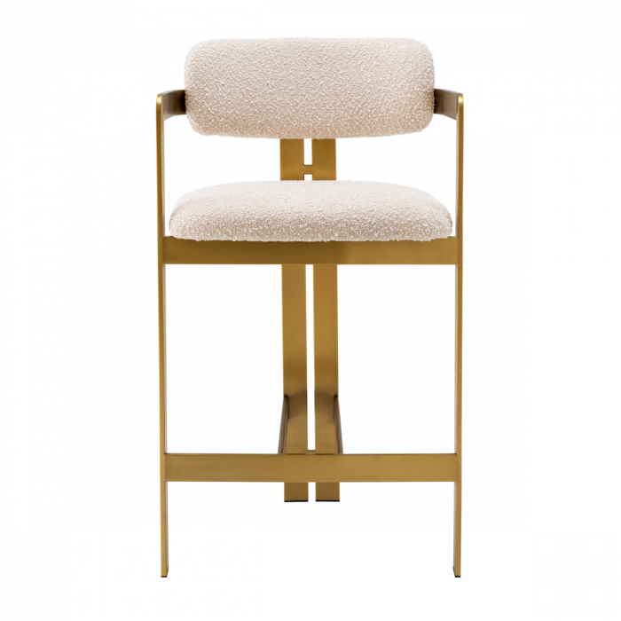 Scaun counter, Donato crem bouclé cu finisaj alamă, Dims: W. 53 | D. 53.5 | H. 97 | SD. 44 | SH. 69.5 | AH. 86.5  (CM) [3]