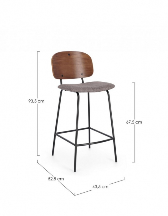 Scaun Counter Sienna, Gri, 43.5A - 52.5B - 93.5H - 67.5H1 [3]
