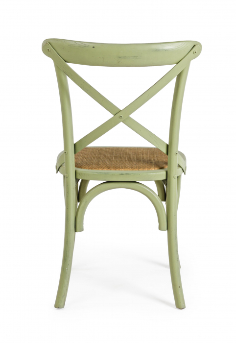 Scaun Cross, Lemn/Ratan, Verde/Maro, 50.5x52x87 cm [3]