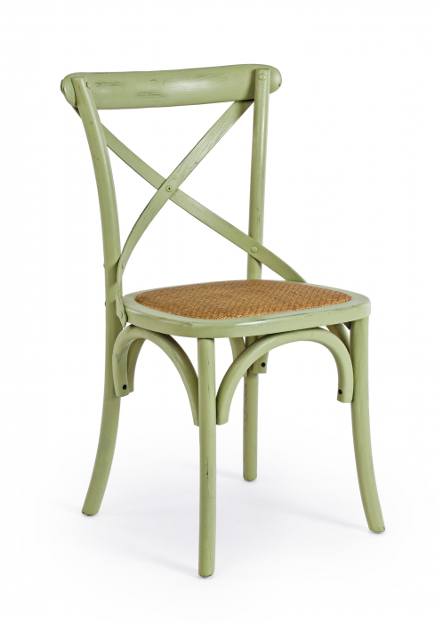 Scaun Cross, Lemn/Ratan, Verde/Maro, 50.5x52x87 cm [2]