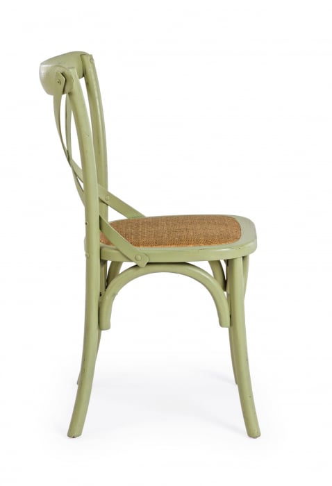 Scaun Cross, Lemn/Ratan, Verde/Maro, 50.5x52x87 cm [5]
