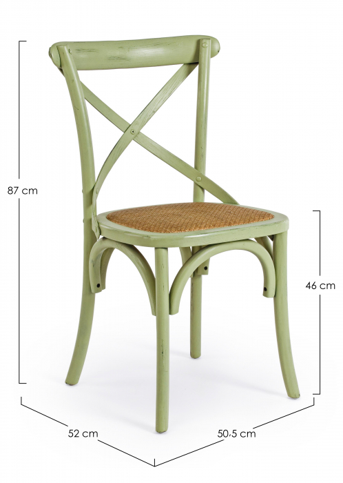 Scaun Cross, Lemn/Ratan, Verde/Maro, 50.5x52x87 cm [7]