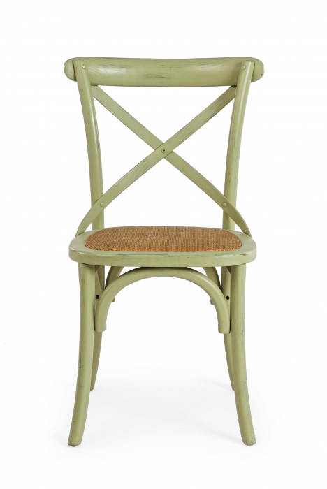Scaun Cross, Lemn/Ratan, Verde/Maro, 50.5x52x87 cm [6]