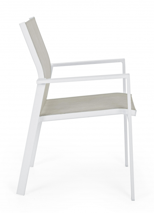Scaun Crozet SJ60, Aluminiu/Poliester, Alb/Gri, 56.5x62x88 cm [2]