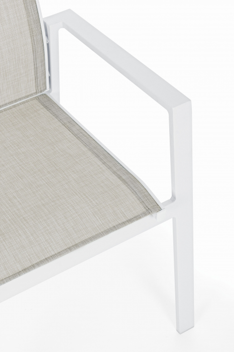 Scaun Crozet SJ60, Aluminiu/Poliester, Alb/Gri, 56.5x62x88 cm [6]