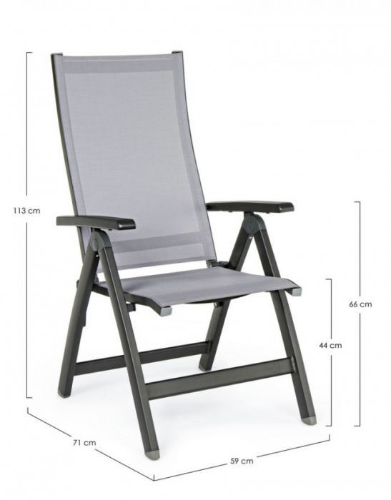 Scaun Cruise, Aluminiu, Gri, 59x71x113 cm [2]
