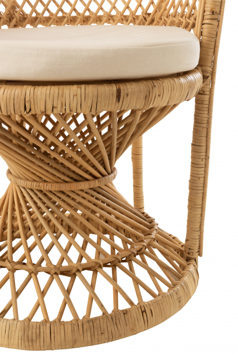 Scaun cu perna Peacock, Stuf/Ratan/Bambus, Natural/Alb, 58.5x101.5x134 cm [9]