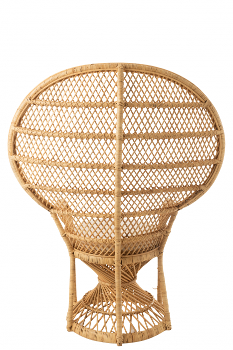Scaun cu perna Peacock, Stuf/Ratan/Bambus, Natural/Alb, 58.5x101.5x134 cm [4]