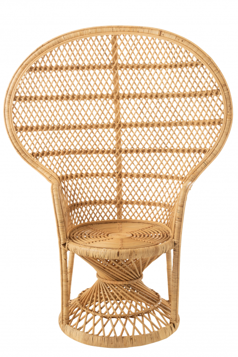 Scaun cu perna Peacock, Stuf/Ratan/Bambus, Natural/Alb, 58.5x101.5x134 cm [6]