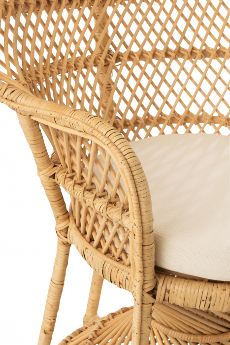 Scaun cu perna Peacock, Stuf/Ratan/Bambus, Natural/Alb, 58.5x101.5x134 cm [12]