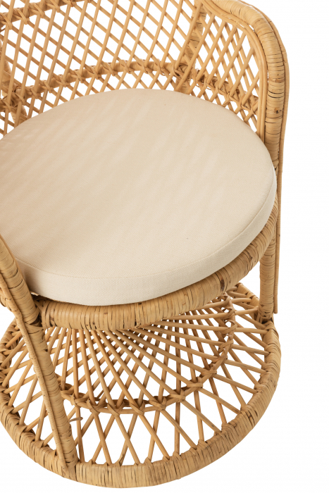 Scaun cu perna Peacock, Stuf/Ratan/Bambus, Natural/Alb, 58.5x101.5x134 cm [10]
