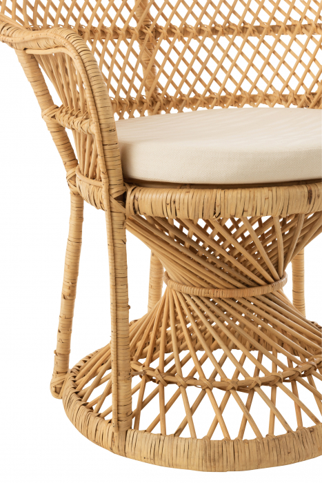 Scaun cu perna Peacock, Stuf/Ratan/Bambus, Natural/Alb, 58.5x101.5x134 cm [11]