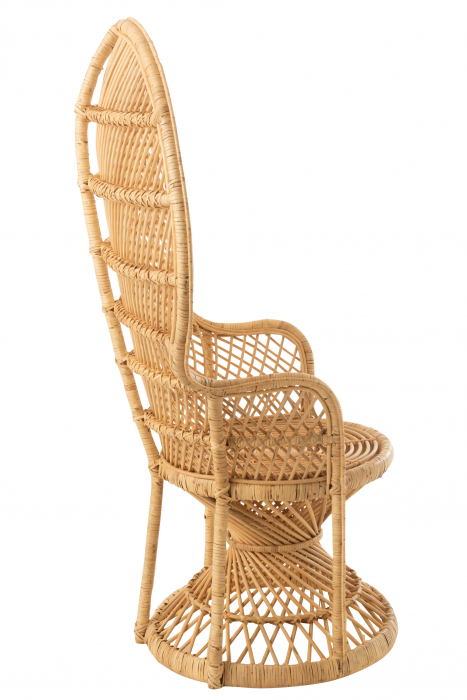 Scaun cu perna Peacock, Stuf/Ratan/Bambus, Natural/Alb, 58.5x101.5x134 cm [7]