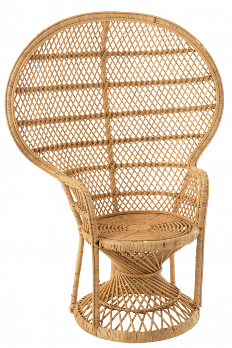 Scaun cu perna Peacock, Stuf/Ratan/Bambus, Natural/Alb, 58.5x101.5x134 cm [5]
