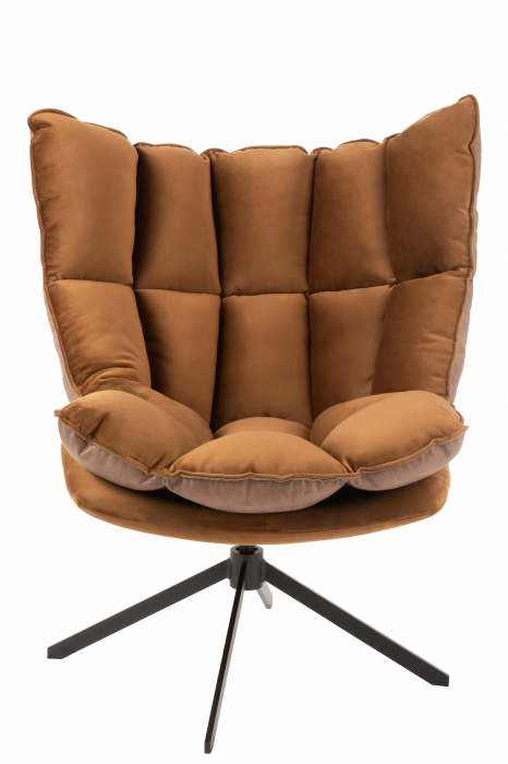 Scaun cu perna Relax, Metal/Textil, Maro, 78x73x92 cm [3]