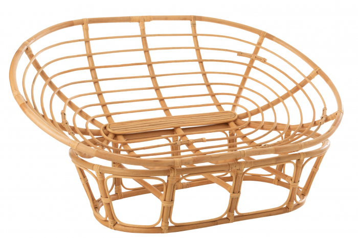 Fotoliu cu perna Roni, Ratan/Bambus, Alb/Natural, 179x155x36 cm [7]