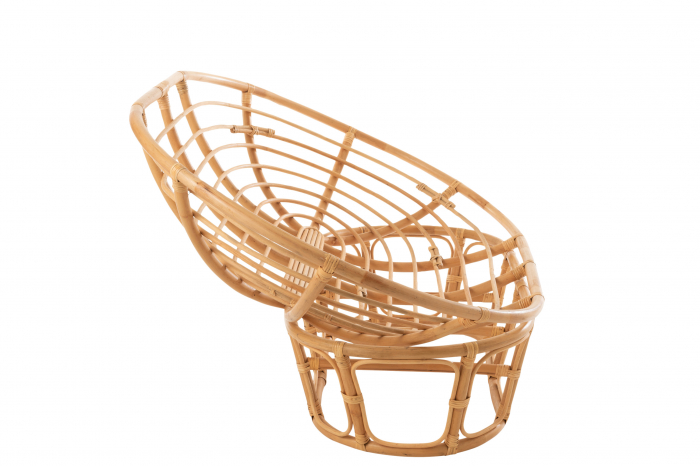 Fotoliu cu perna Roni, Ratan/Bambus, Alb/Natural, 179x155x36 cm [10]