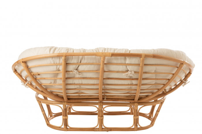 Fotoliu cu perna Roni, Ratan/Bambus, Alb/Natural, 179x155x36 cm [4]