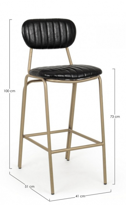 Scaun de bar Addy, Otel/Imitatie de piele, Negru, 41x51x100 cm [2]