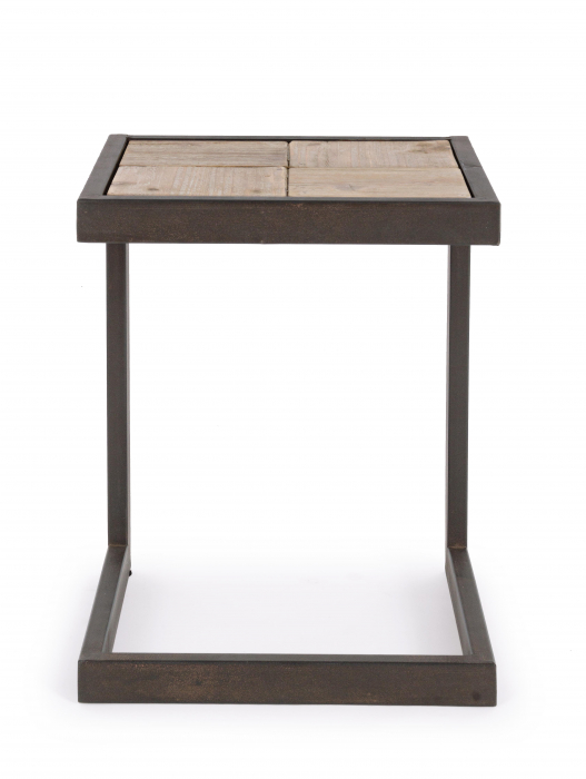 Taburet Blocks, Otel/Lemn, Maro, 36x32x47 cm [7]