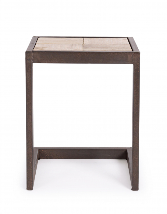 Taburet Blocks, Otel/Lemn, Maro, 36x32x47 cm [8]
