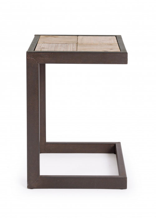 Taburet Blocks, Otel/Lemn, Maro, 36x32x47 cm [6]