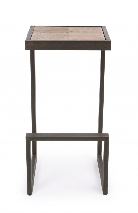 Scaun de bar Blocks, Otel/Lemn, Maro, 36x32x70 cm [4]