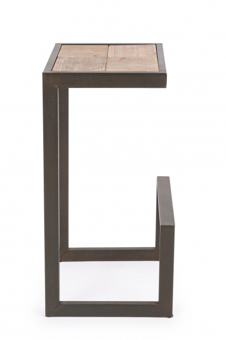 Scaun de bar Blocks, Otel/Lemn, Maro, 36x32x70 cm [2]
