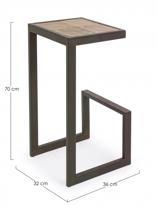 Scaun de bar Blocks, Otel/Lemn, Maro, 36x32x70 cm [5]