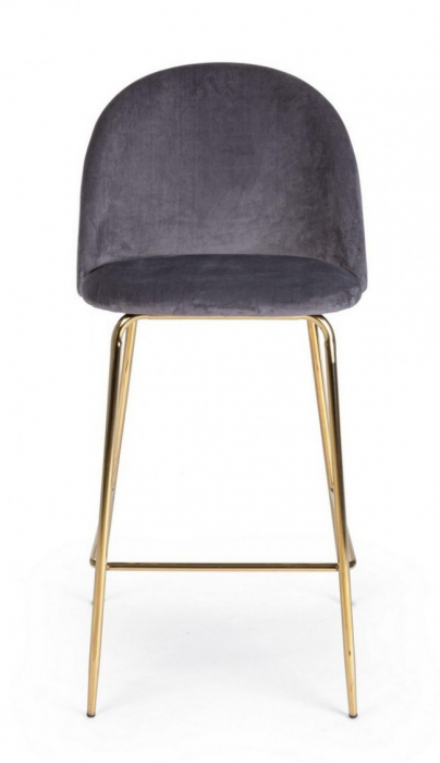Scaun de bar Carry, Otel/catifea, Gri, 51x55x105 cm [3]