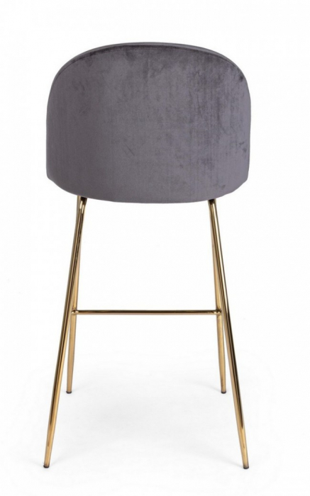 Scaun de bar Carry, Otel/catifea, Gri, 51x55x105 cm [4]
