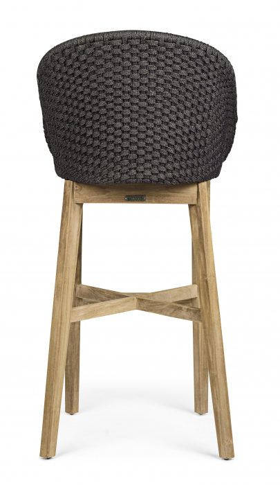 Scaun de bar Coachella, Aluminiu/Poliester, Negru/Maro, 57x57x110 cm (gold) [4]