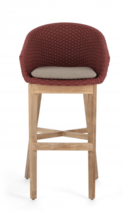 Scaun de bar Coachella Scarlet, Aluminiu/Poliester, Bordo/Maro, 57x57x110 cm (gold) [3]