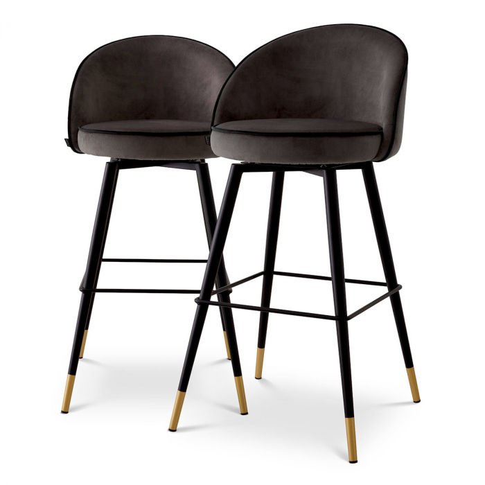 Scaun de bar, Cooper roche set de 2 catifea gri inchis [1]